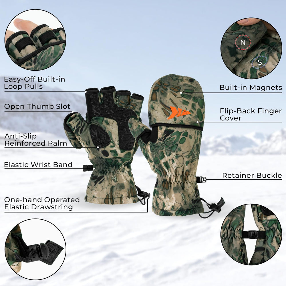 KastKing PolarBlast mittens anti-slip palm improves grip in cold