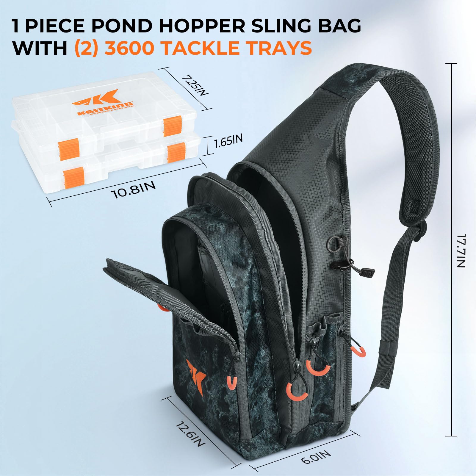 Back view of KastKing Pond Hopper sling bag with padded strap