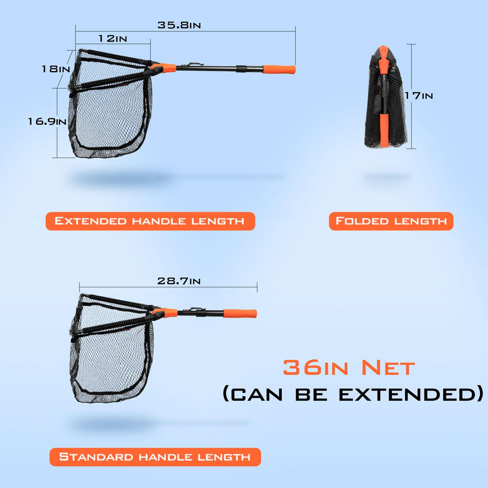 KastKing Pontus bright orange handle helps locate net quickly.