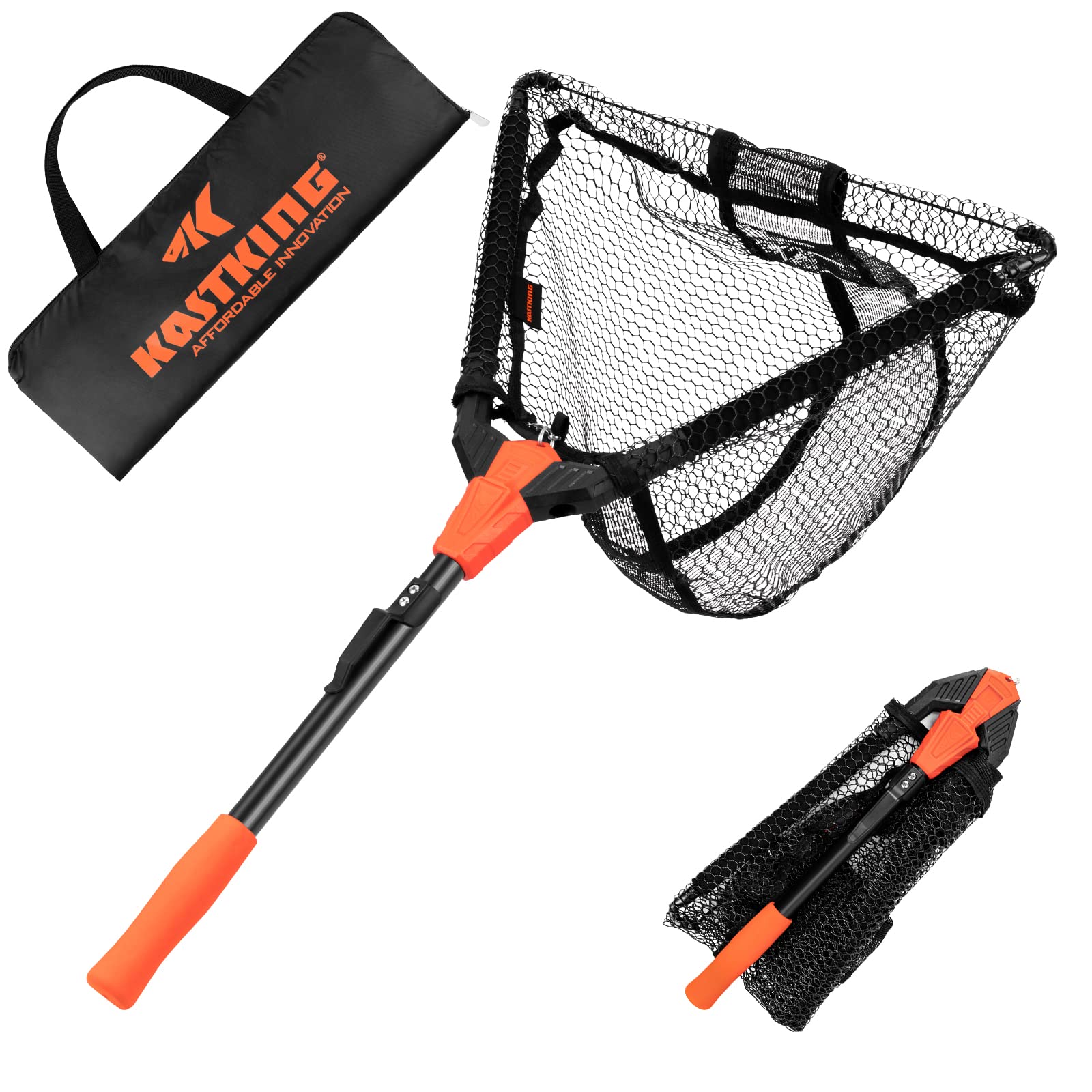 KastKing Pontus net folded for compact storage with triangle hoop design.