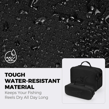 KastKing Reel Case features: removable shoulder strap, rubber handle, loadmaster system