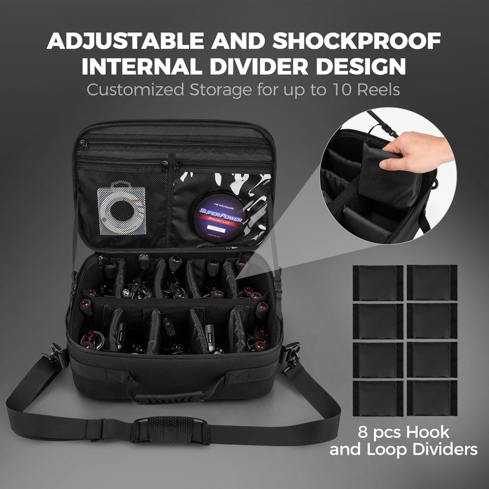 KastKing Fishing Reel Case Large interior layout with reels