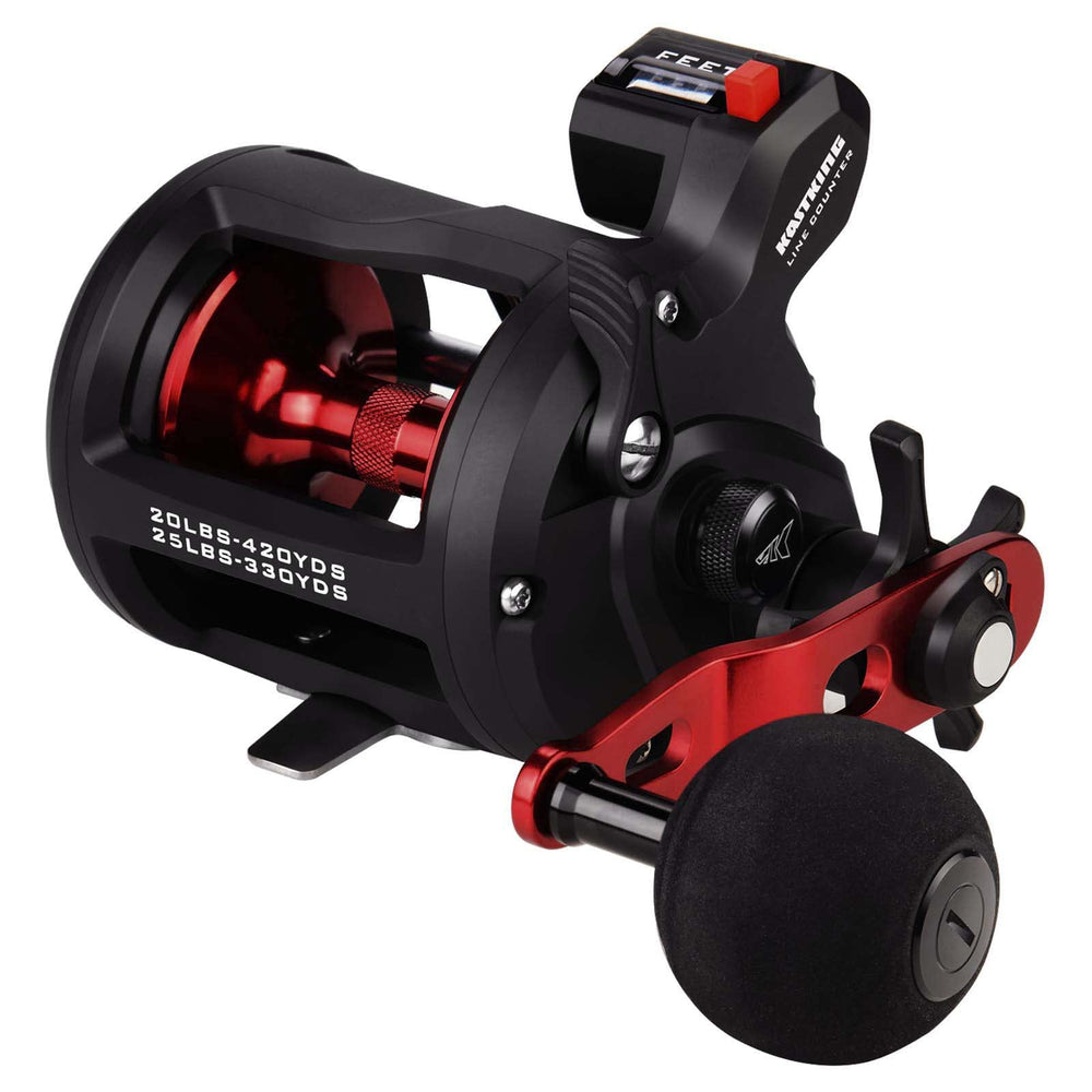 KastKing ReKon line counter reel front view for precise trolling depth.