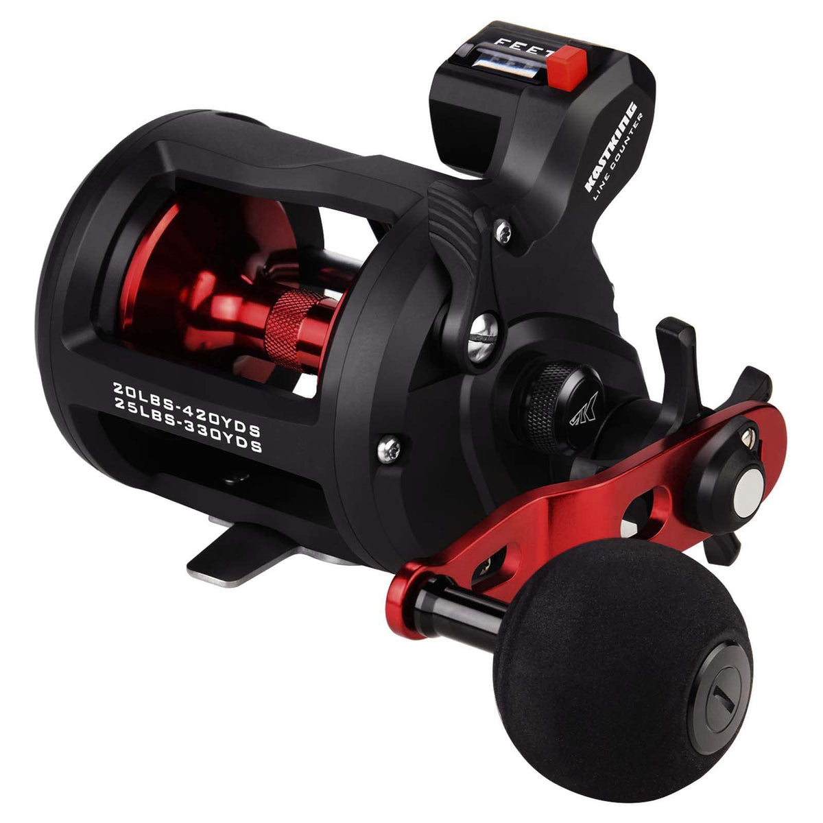 KastKing ReKon line counter reel front view for precise trolling depth.