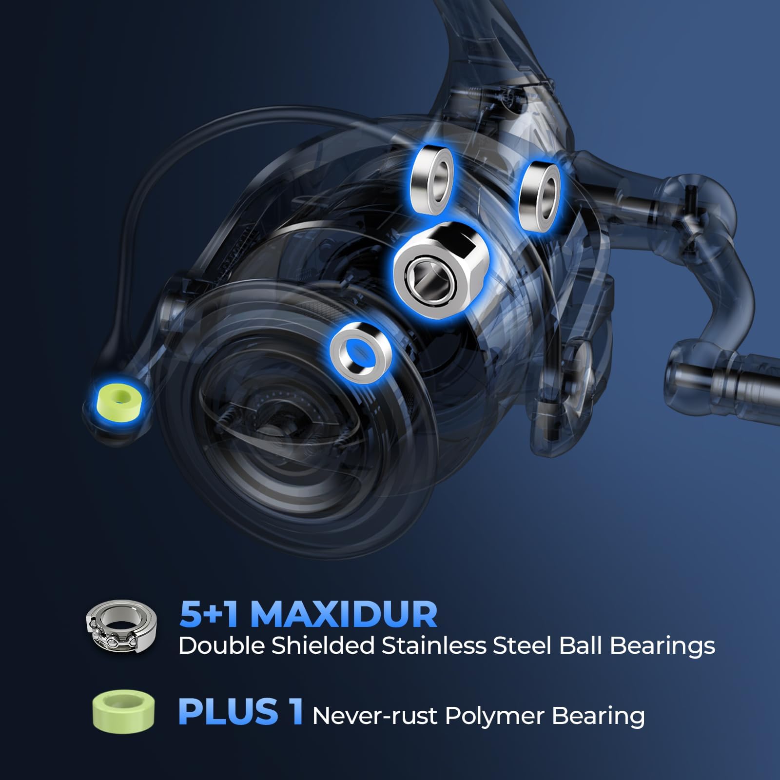 KastKing ReKon MaxiDur bearings enable smooth, durable retrieves.