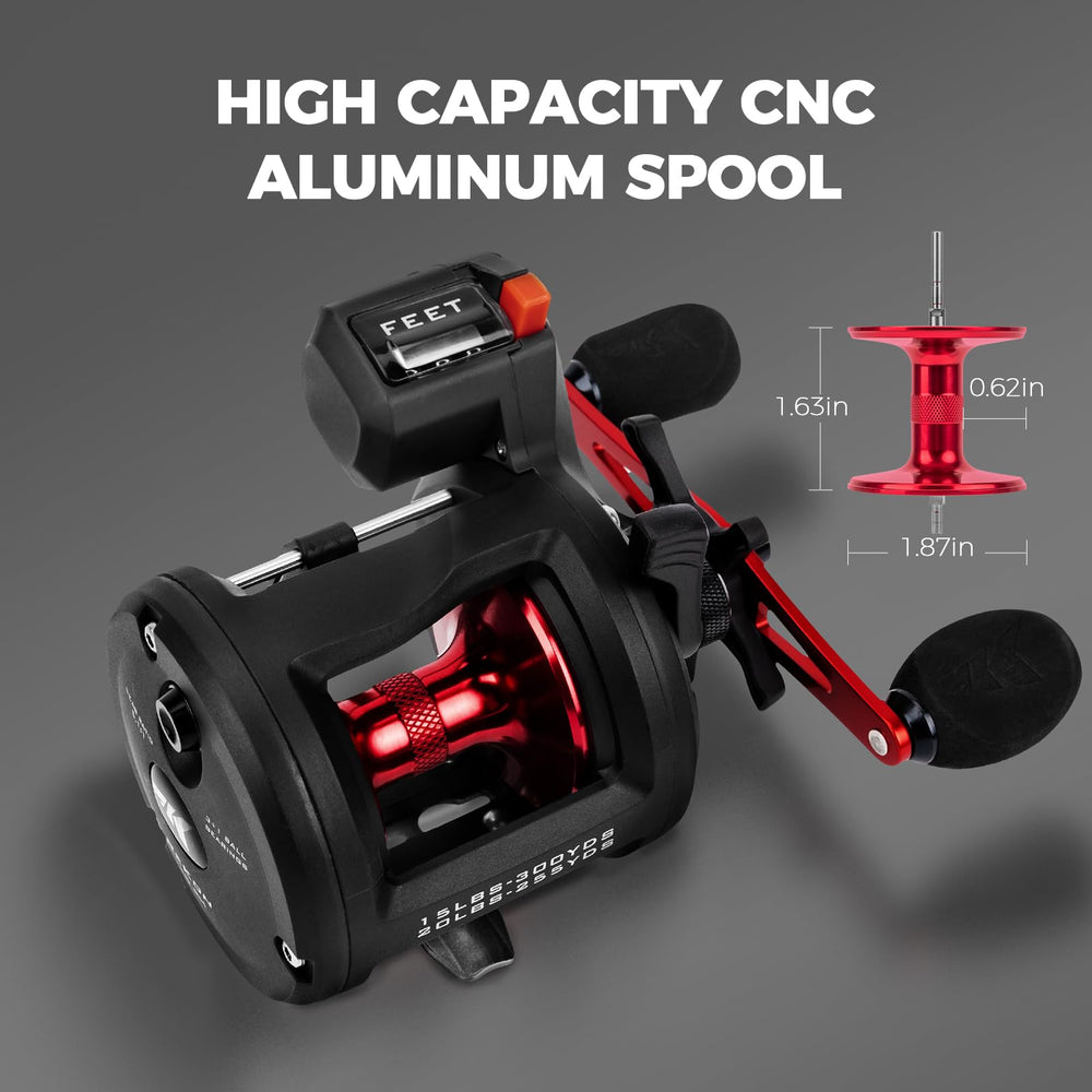 KastKing ReKon reel mounted on rod in a boat setup for steady trolling.