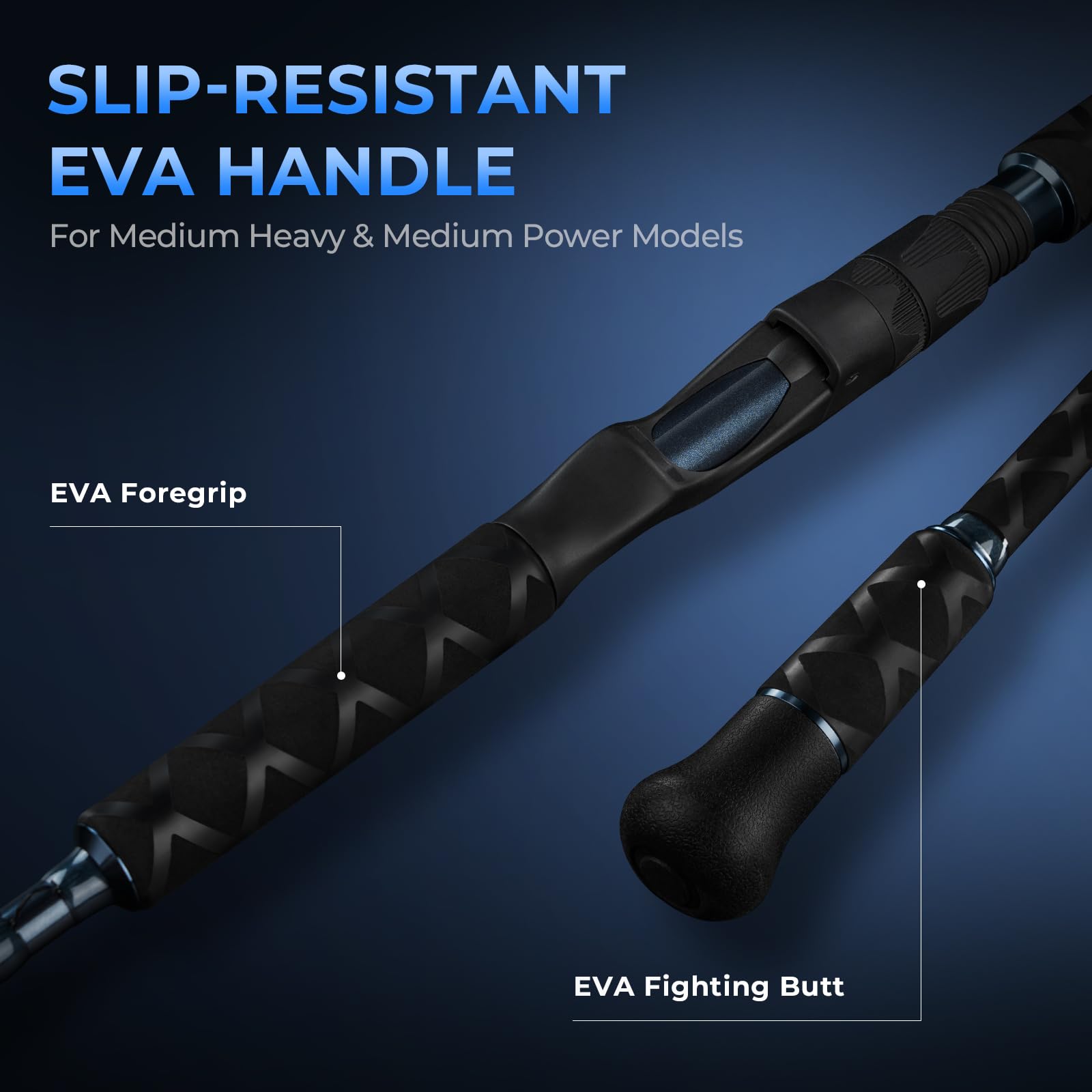 KastKing Rekon rod large fighting butt supports heavy fights with steady leverage