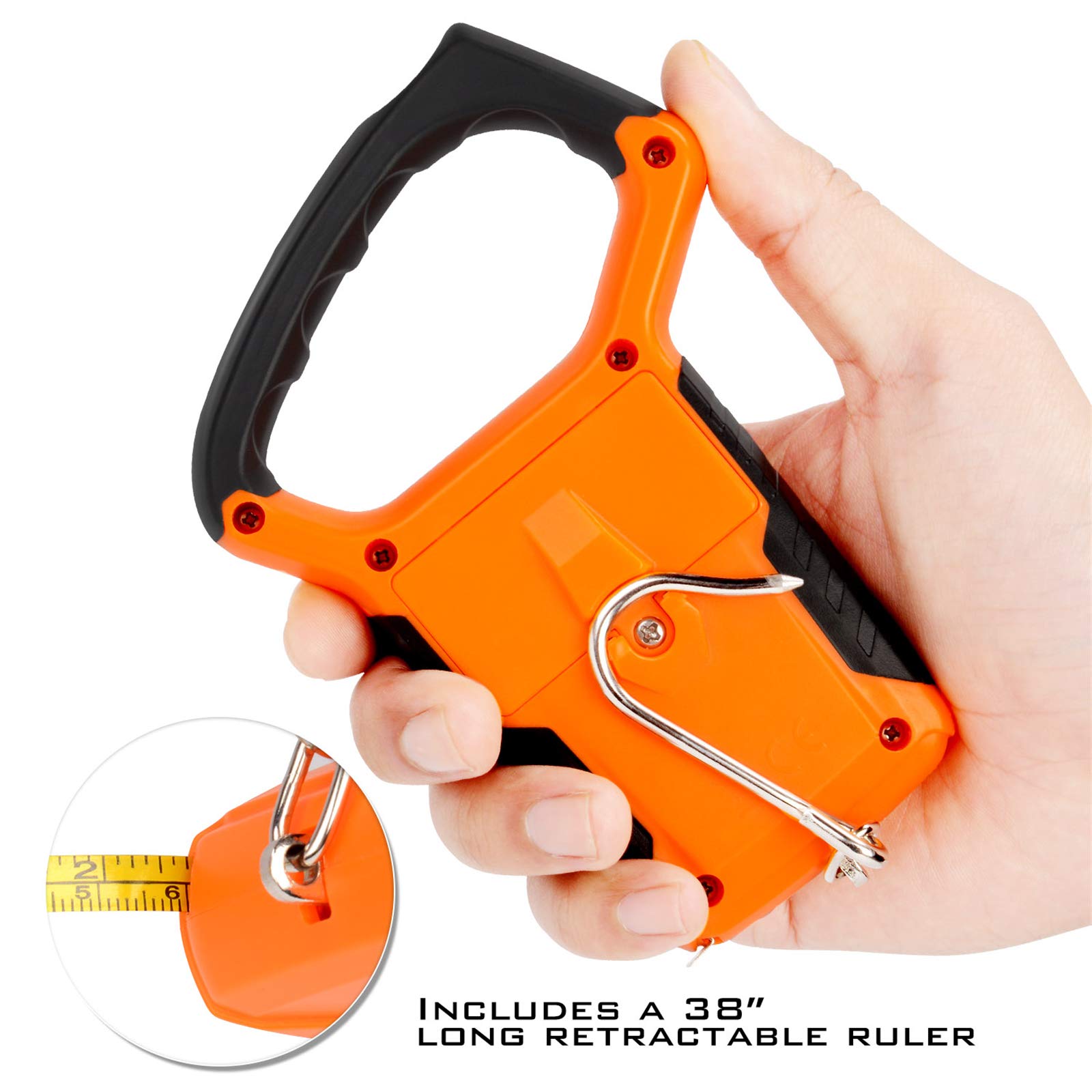 38 inch retractable tape measure on KastKing scale