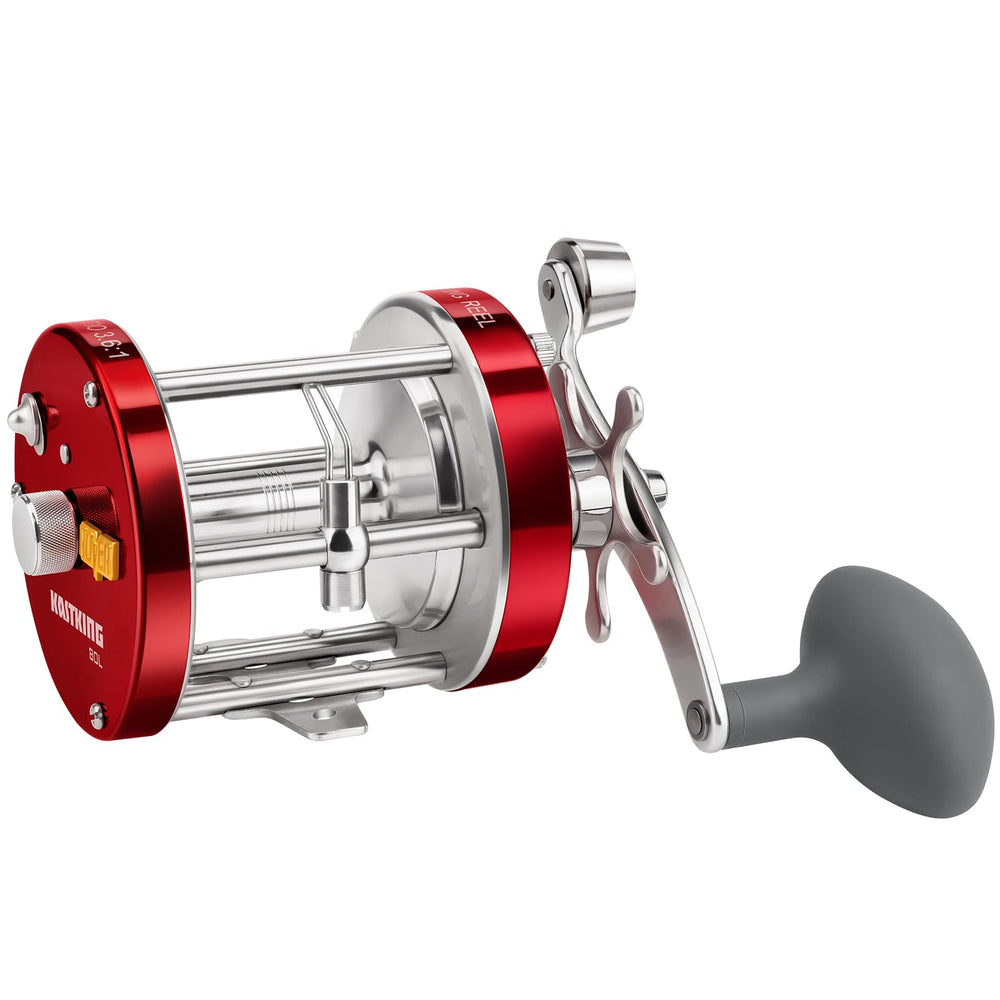 KastKing Rover90 reel side profile highlights rugged build for lasting durability in saltwater fishing.