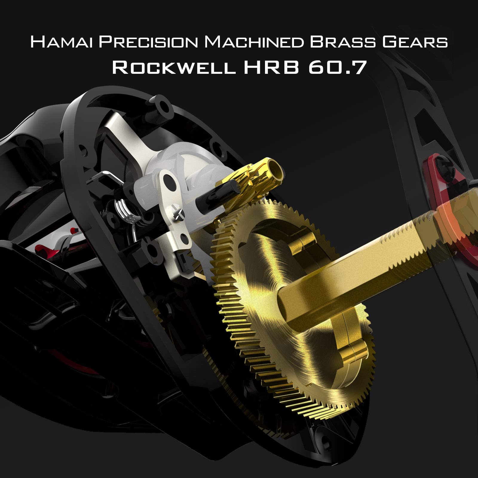 Close-up of main shaft and brass gears in Royale Legend II