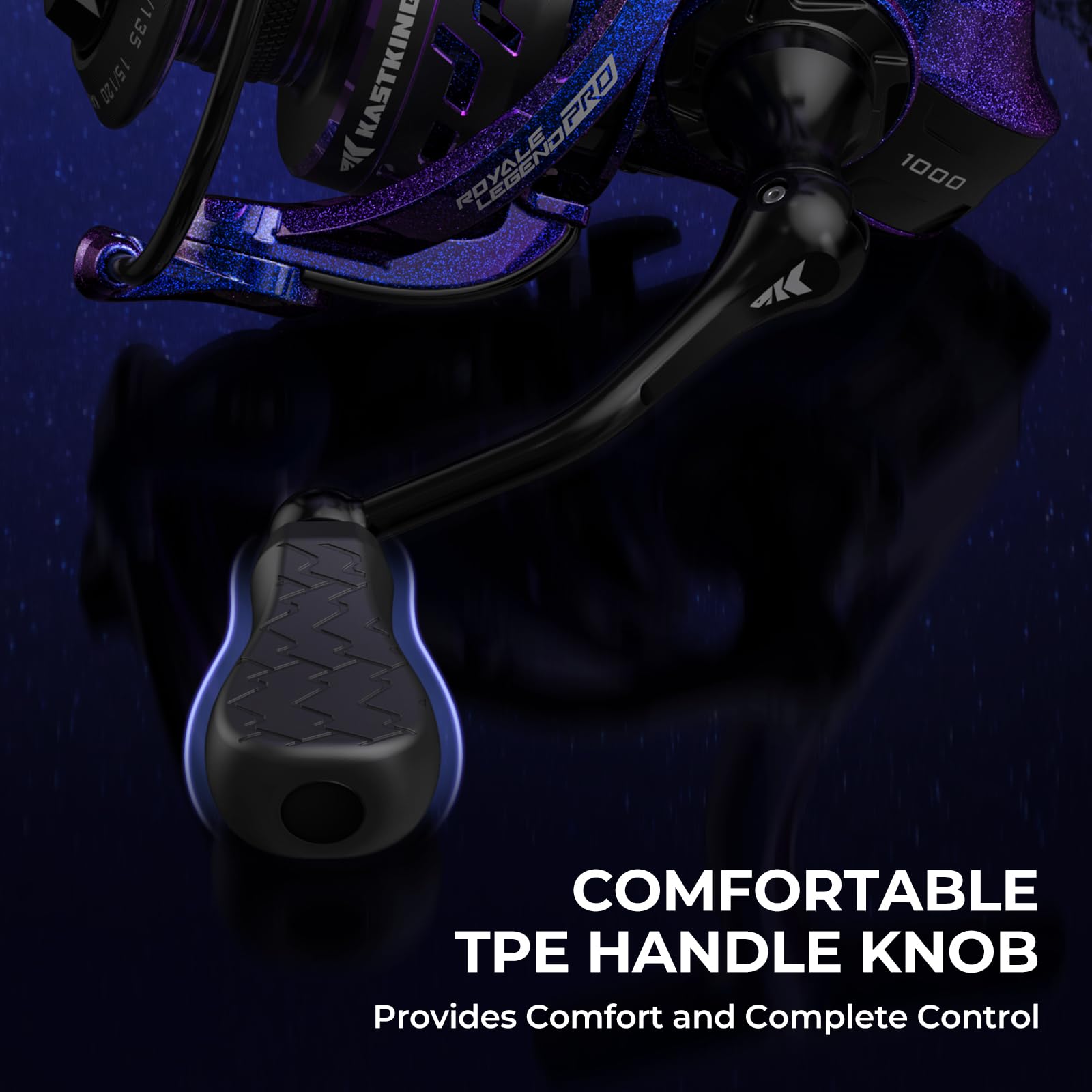 KastKing Royale Legend Pro ergonomic TPE knob offers comfortable grip during battles