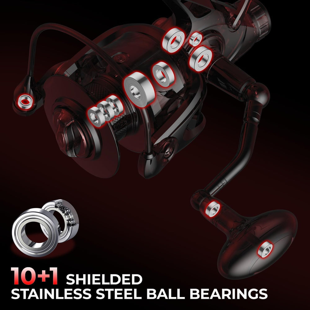 10+1 shielded stainless steel bearings and gear system