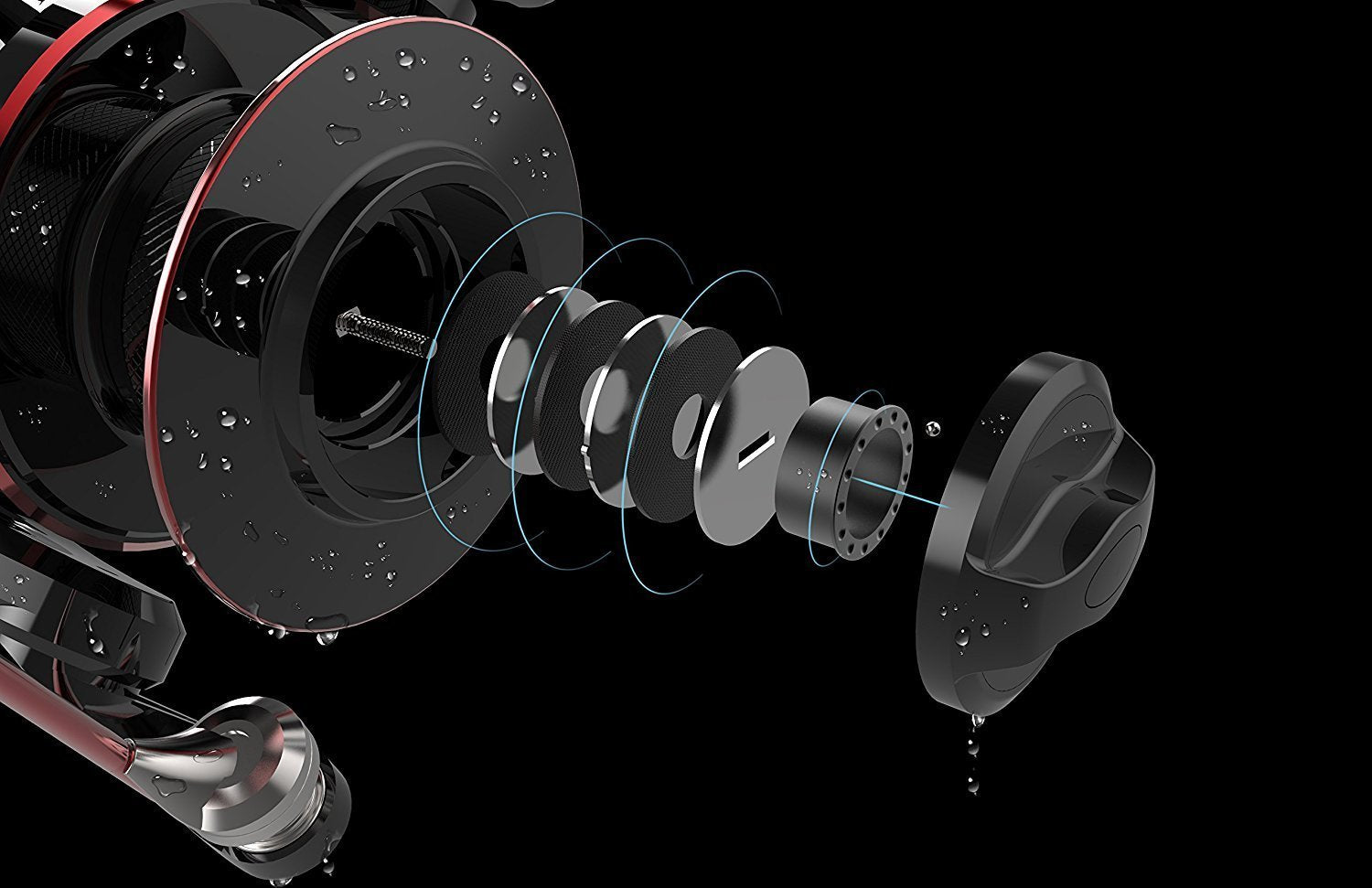 KastKing Sharky Baitfeeder III bold black and red color scheme