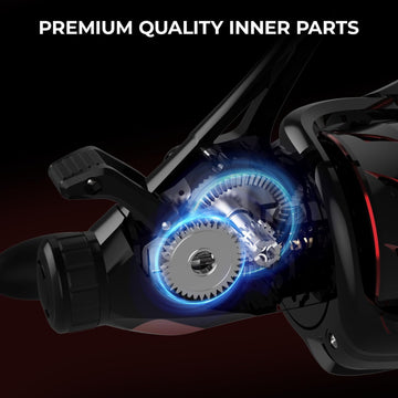 KastKing Sharky Baitfeeder III carbon-drag provides smooth stopping power under heavy catches.