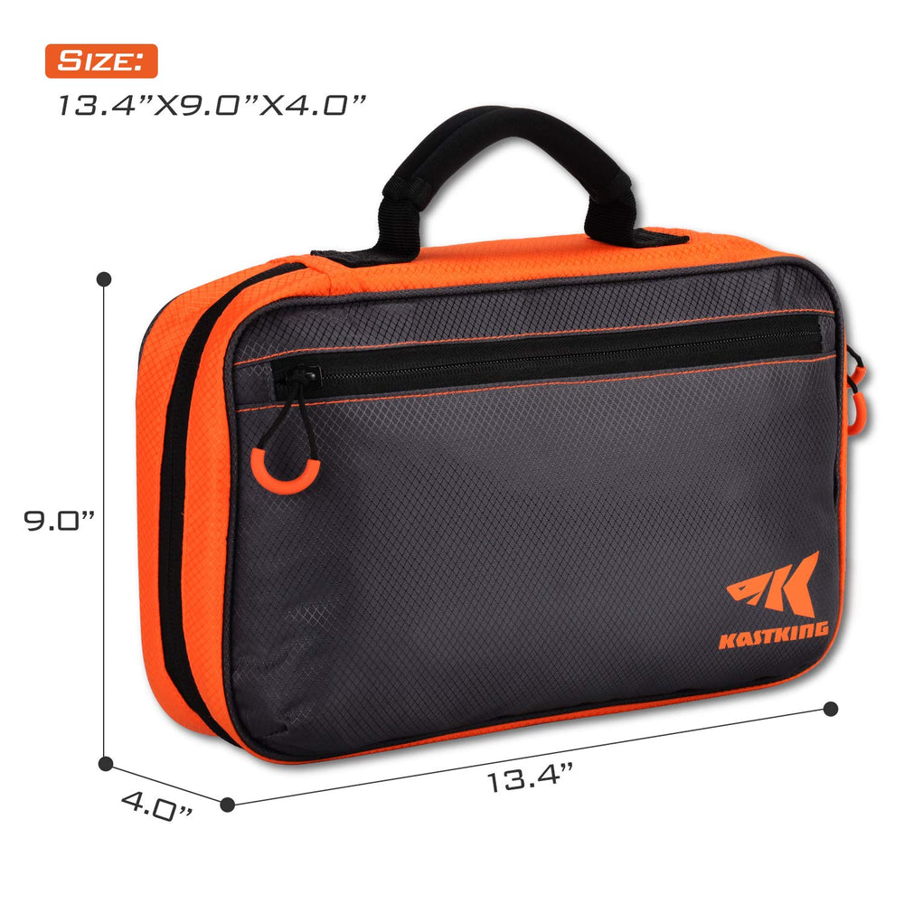 Zipper pulls on KastKing lure bag for easy access