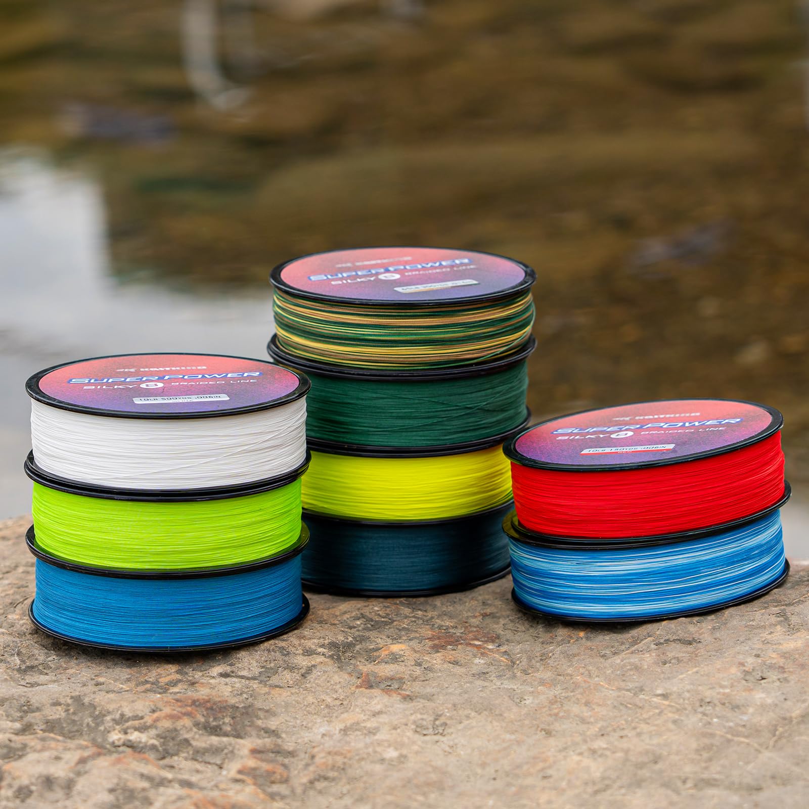 KastKing Silky8 color variations with Grass Green option for visibility control