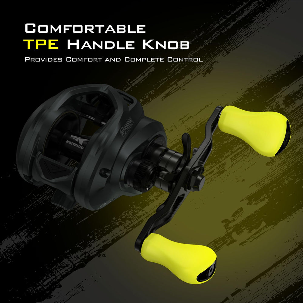Right-handed Skeet Reese ICON Baitcasting Reel in action-ready pose