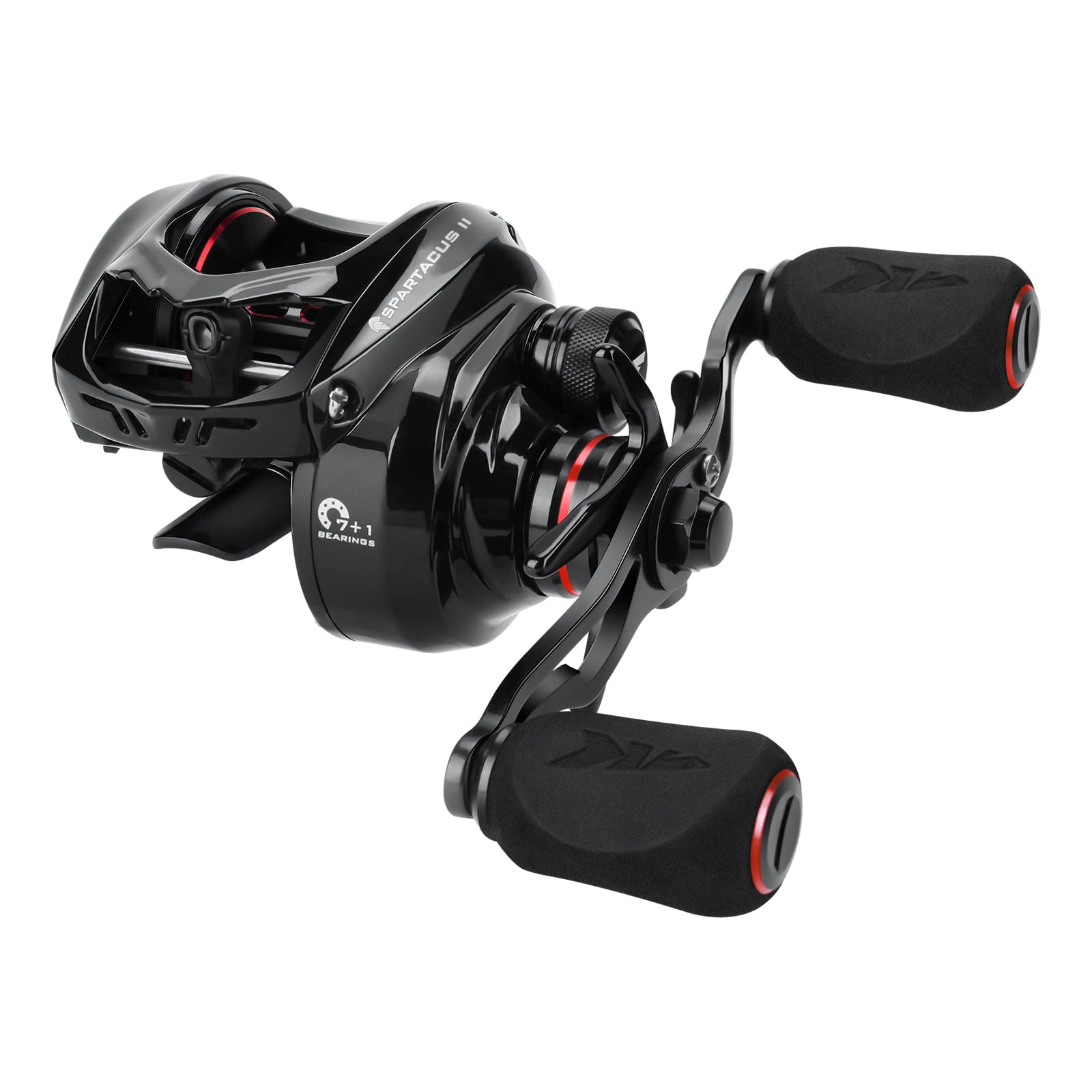 KastKing Spartacus II reel with lower-profile frame delivers comfortable palm-fit for long casts.