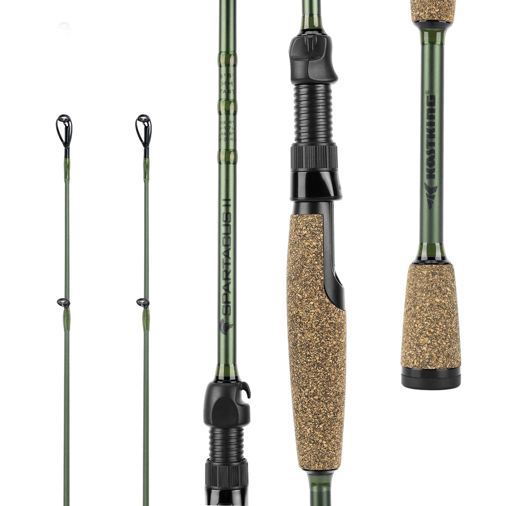 KastKing Spartacus II twin-tip rod handle close-up highlighting slip-resistant grip.