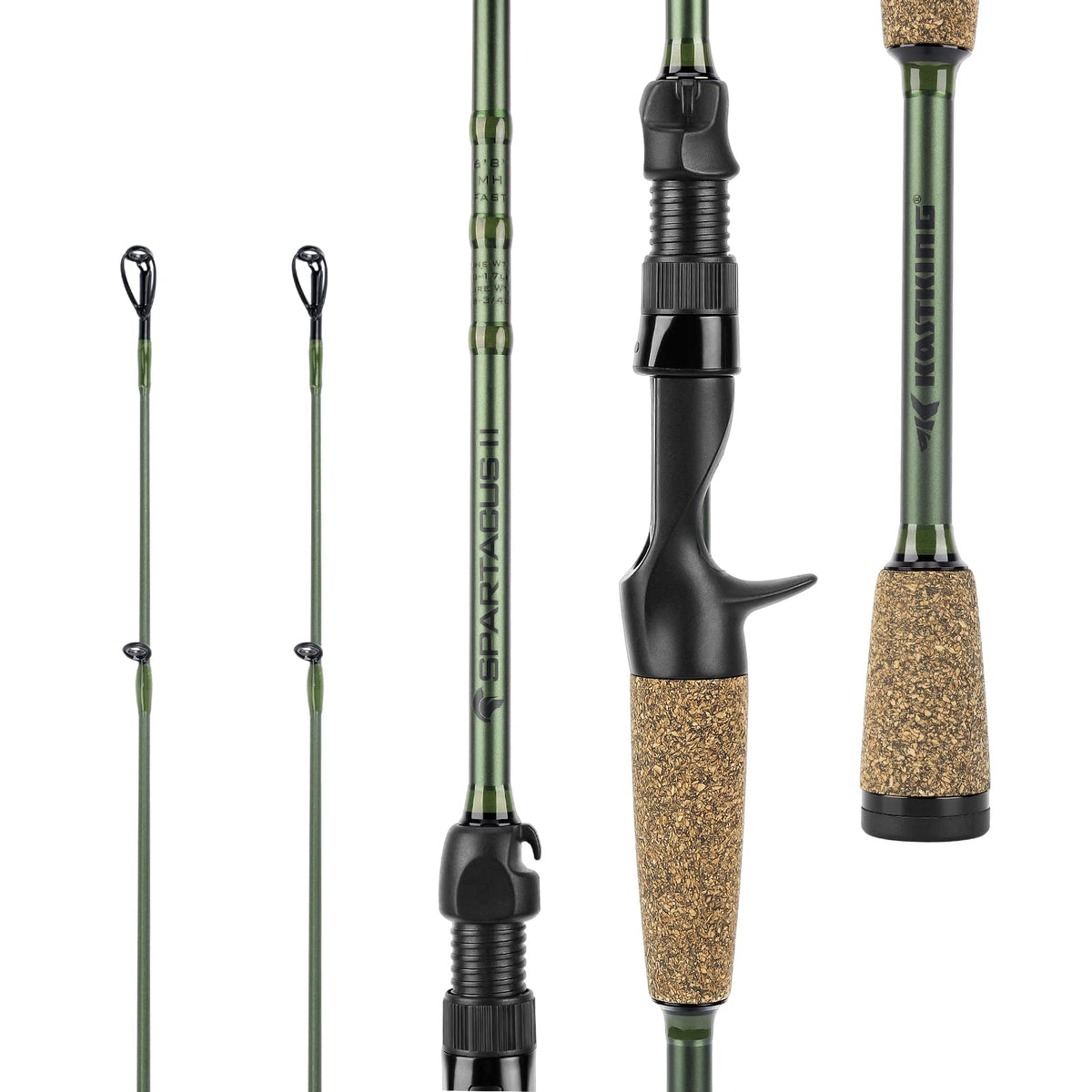 KastKing Spartacus II twin tip rod main body in Stryker Green showing durable construction for comfort