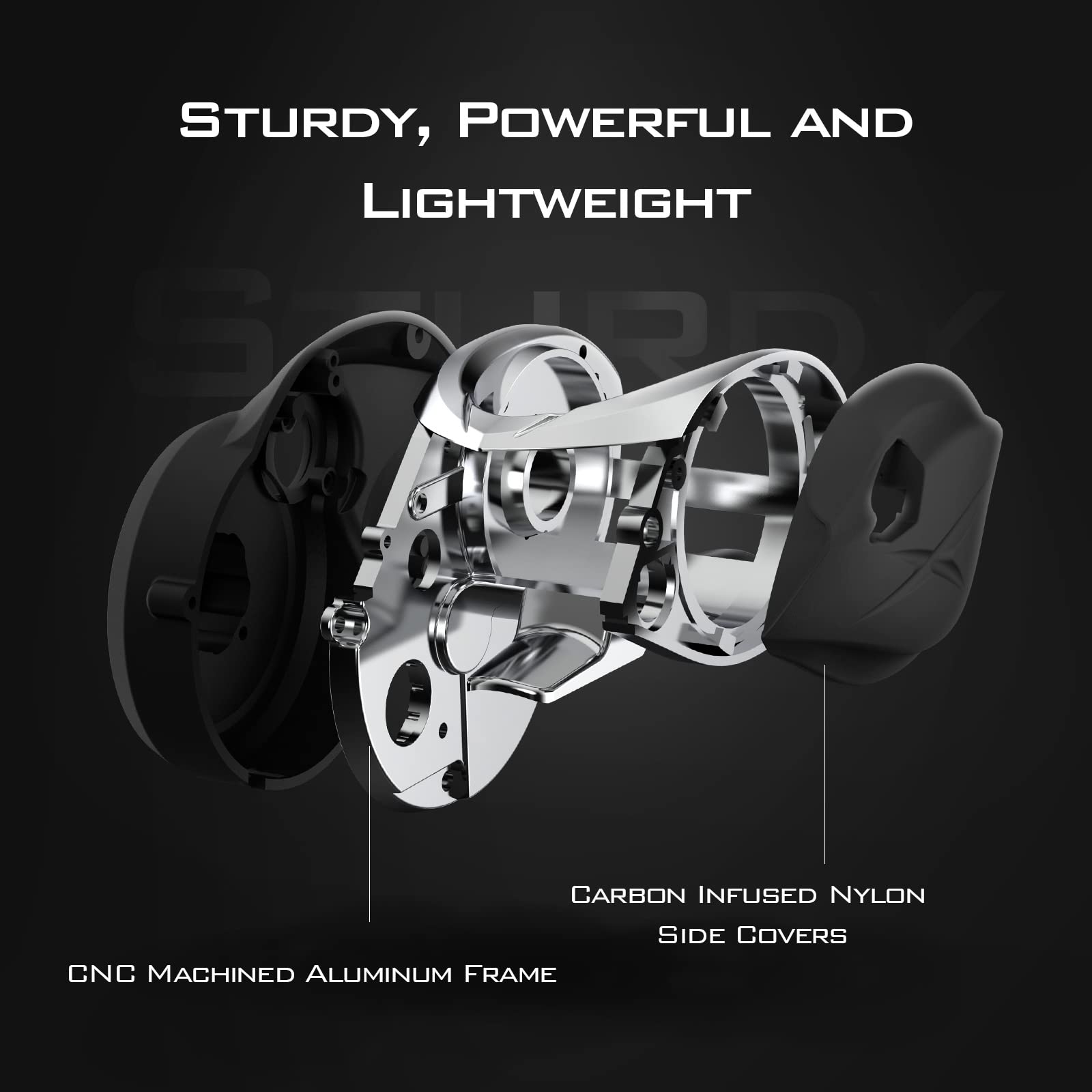 KastKing Speed Demon Elite Deadbolt reel side profile shows lightweight construction for reduced fatigue.