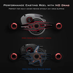 KastKing Speed Demon Elite Deadbolt reel top view highlights sleek shape for precise control.