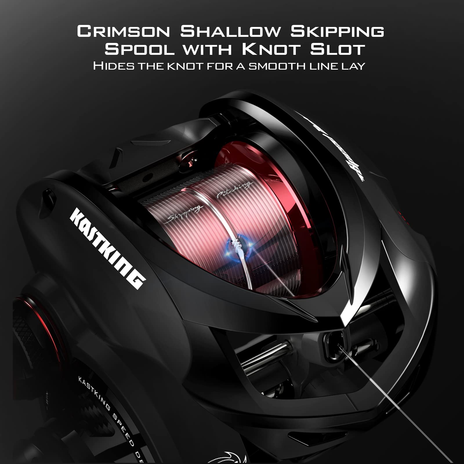 KastKing Speed Demon Elite recessed knot channel improves line lay.
