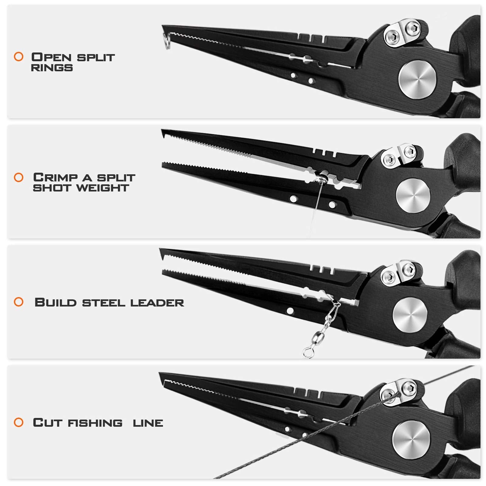 Serrated jaws for hook removal on KastKing Speed Demon Pro pliers