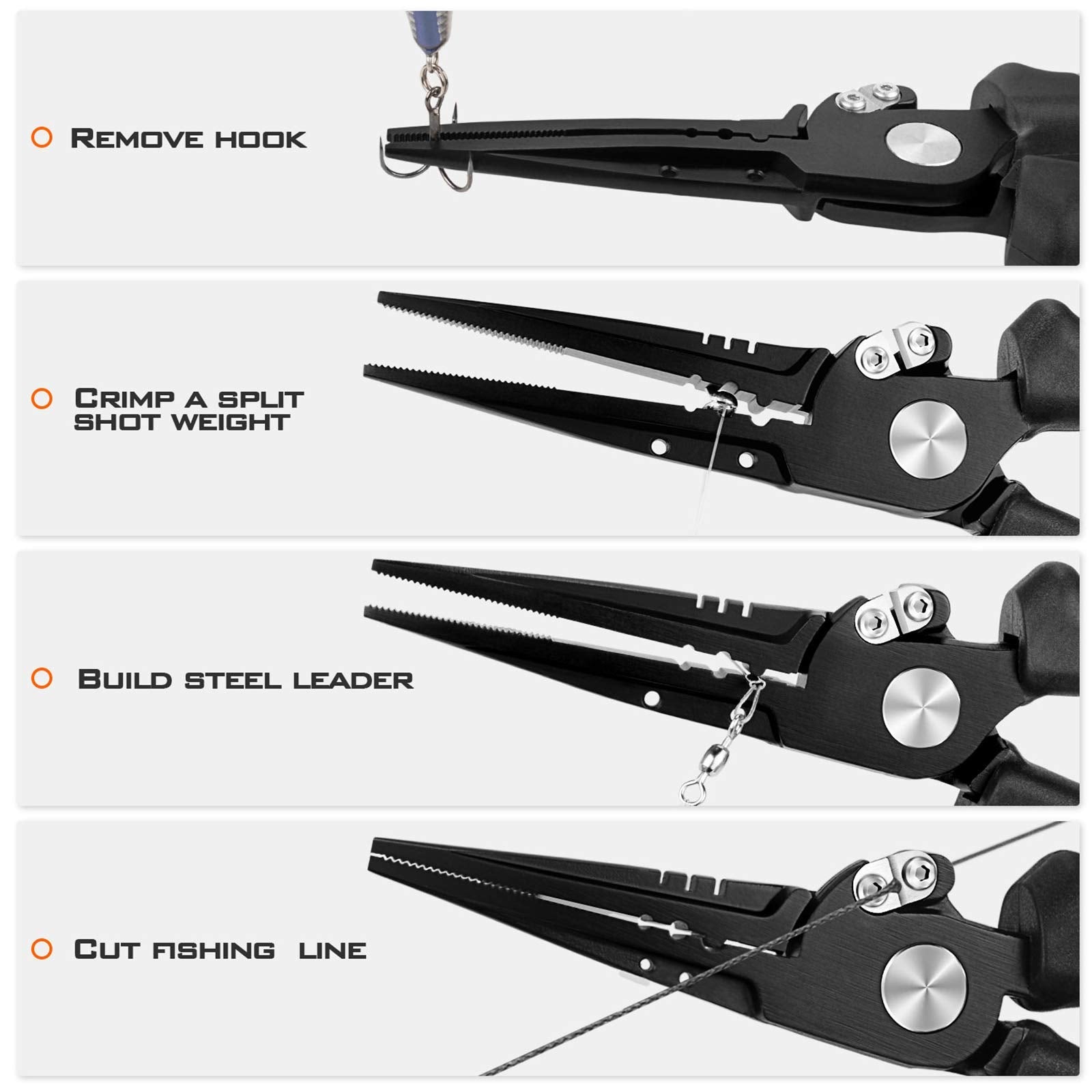 KastKing Speed Demon Pro serrated jaws grip hooks firmly for easy removal.