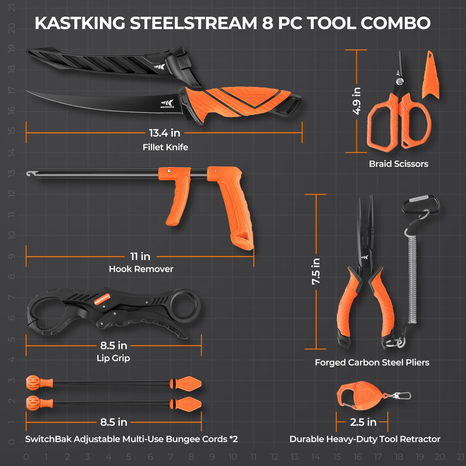 KastKing SteelStream adjustable bungee cords secure gear during travel.