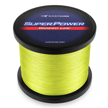 KastKing SuperPower braided line yellow spool showing durable construction for reliable casting