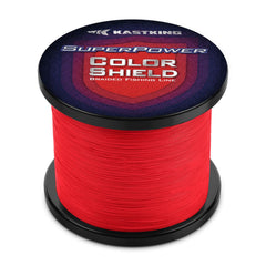 KastKing SuperPower Colorshield braided line in red front view showing vibrant color and high visibility