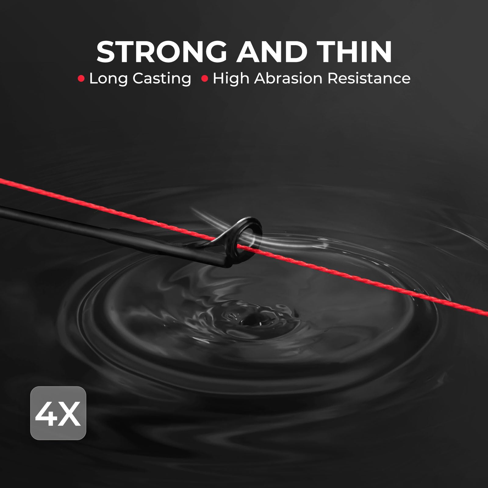 KastKing red Colorshield line on reel demonstrates knot strength under pressure