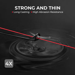KastKing red Colorshield line on reel demonstrates knot strength under pressure