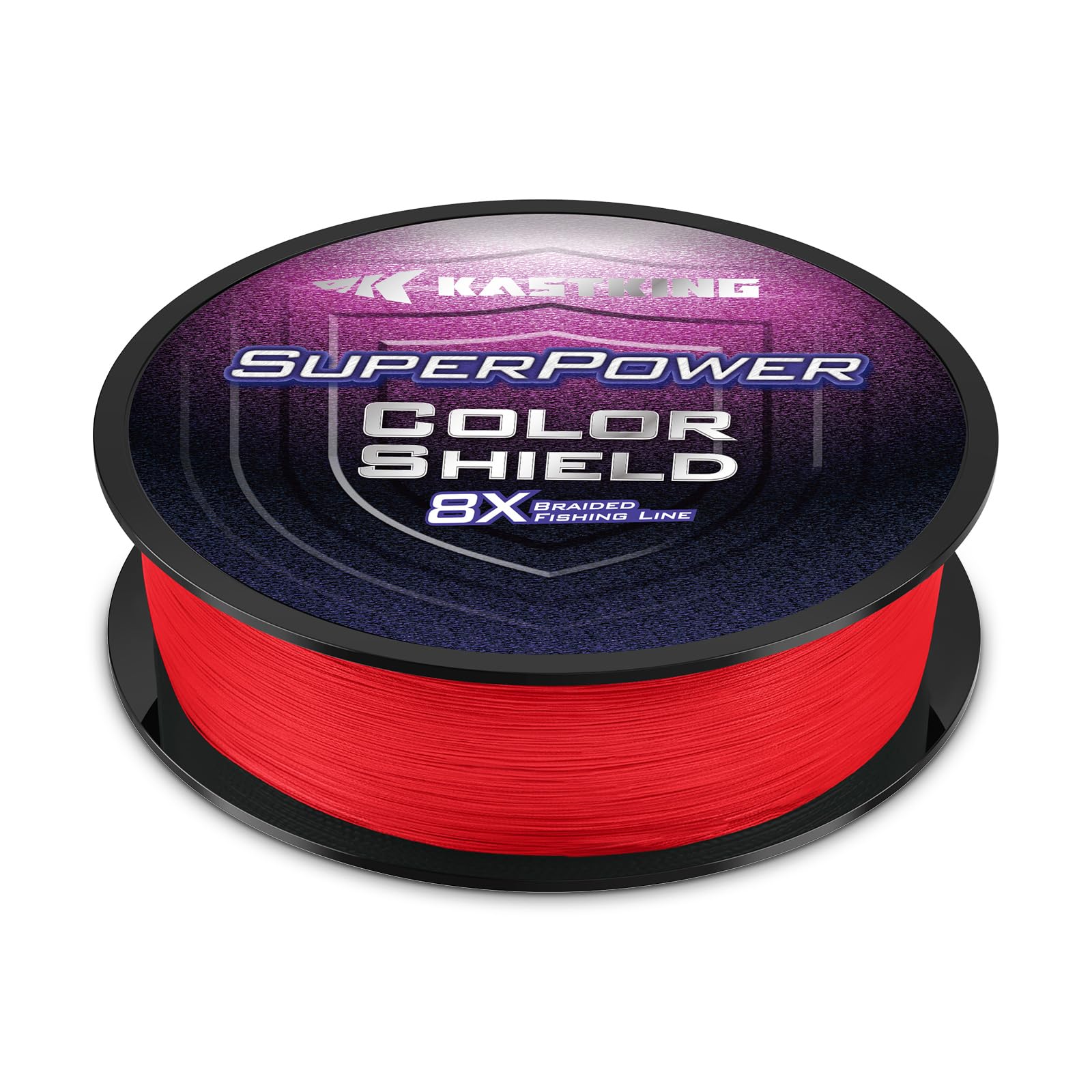 KastKing SuperPower ColorShield braided line red close-up showing colorfast vibrancy for long casts.