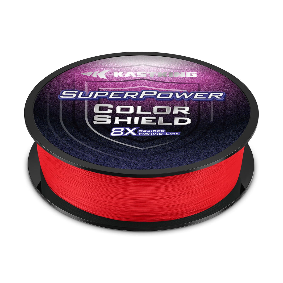 KastKing SuperPower ColorShield braided line red close-up showing colorfast vibrancy for long casts.