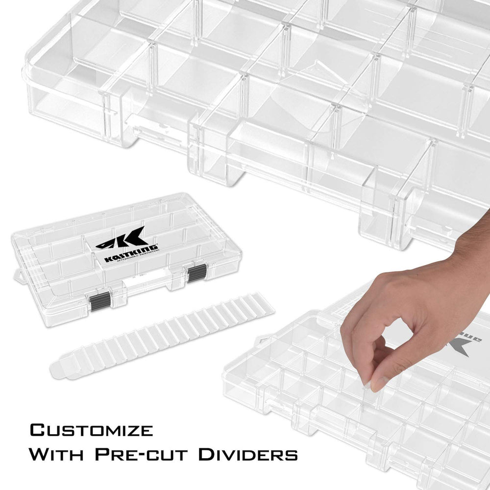 Clear durable KastKing tackle box for quick content view