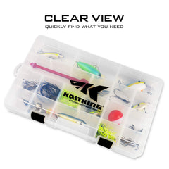 Robust molded latch securing KastKing tackle box contents