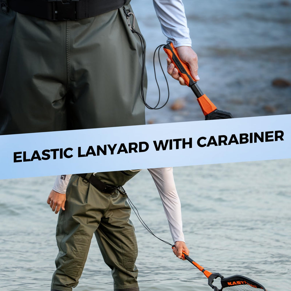 Elastic lanyard and carabiner with belt clip included