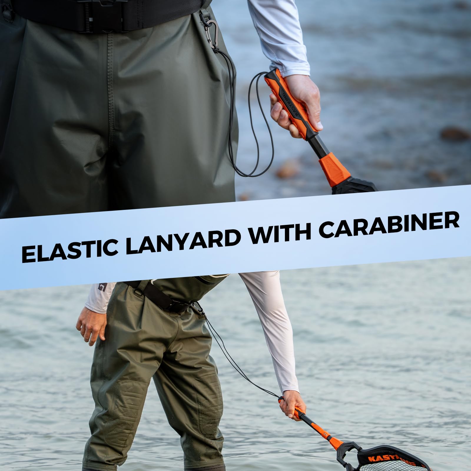 Elastomer handle with textured grip in high-visibility orange
