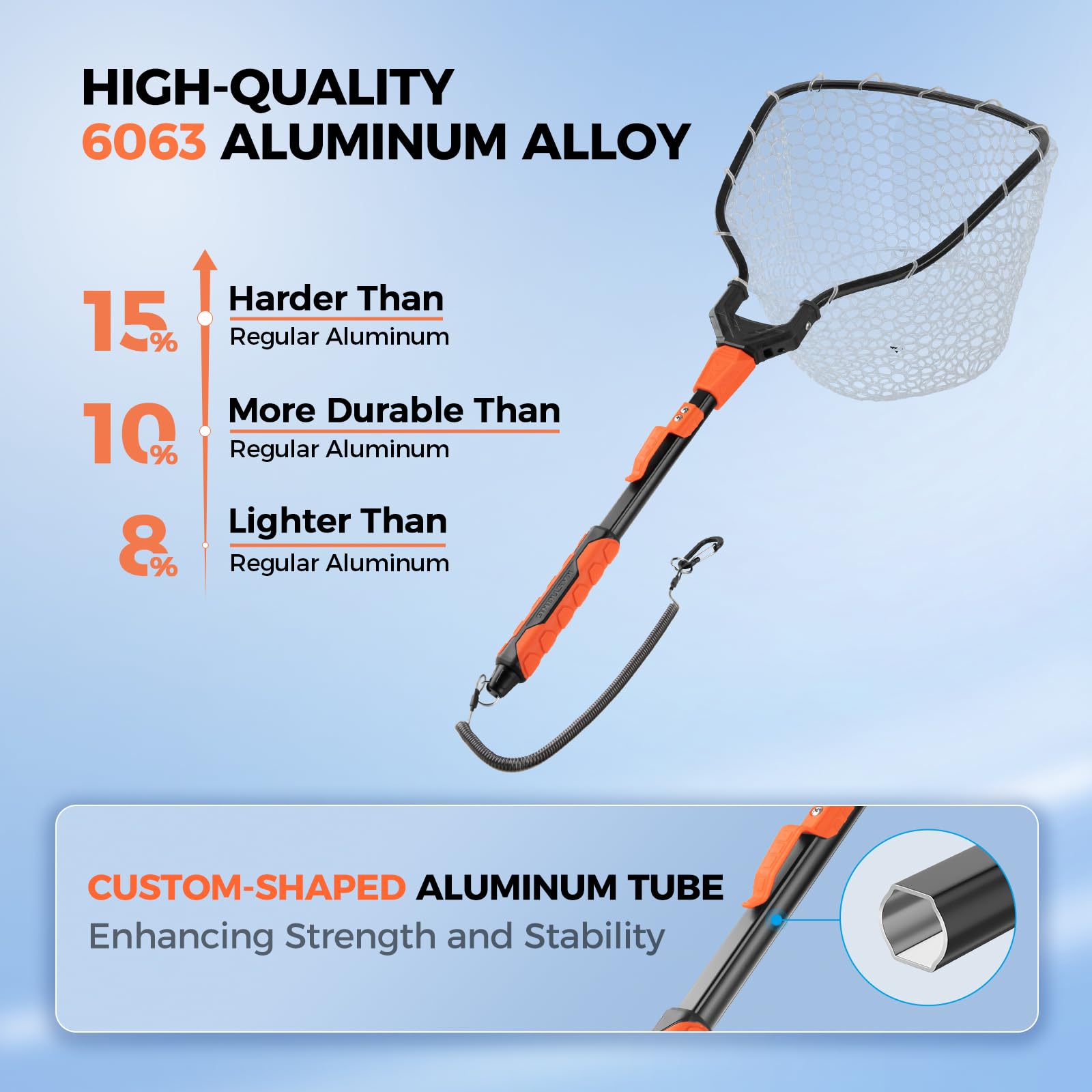 Close-up of 6063 aluminum handle and locking head