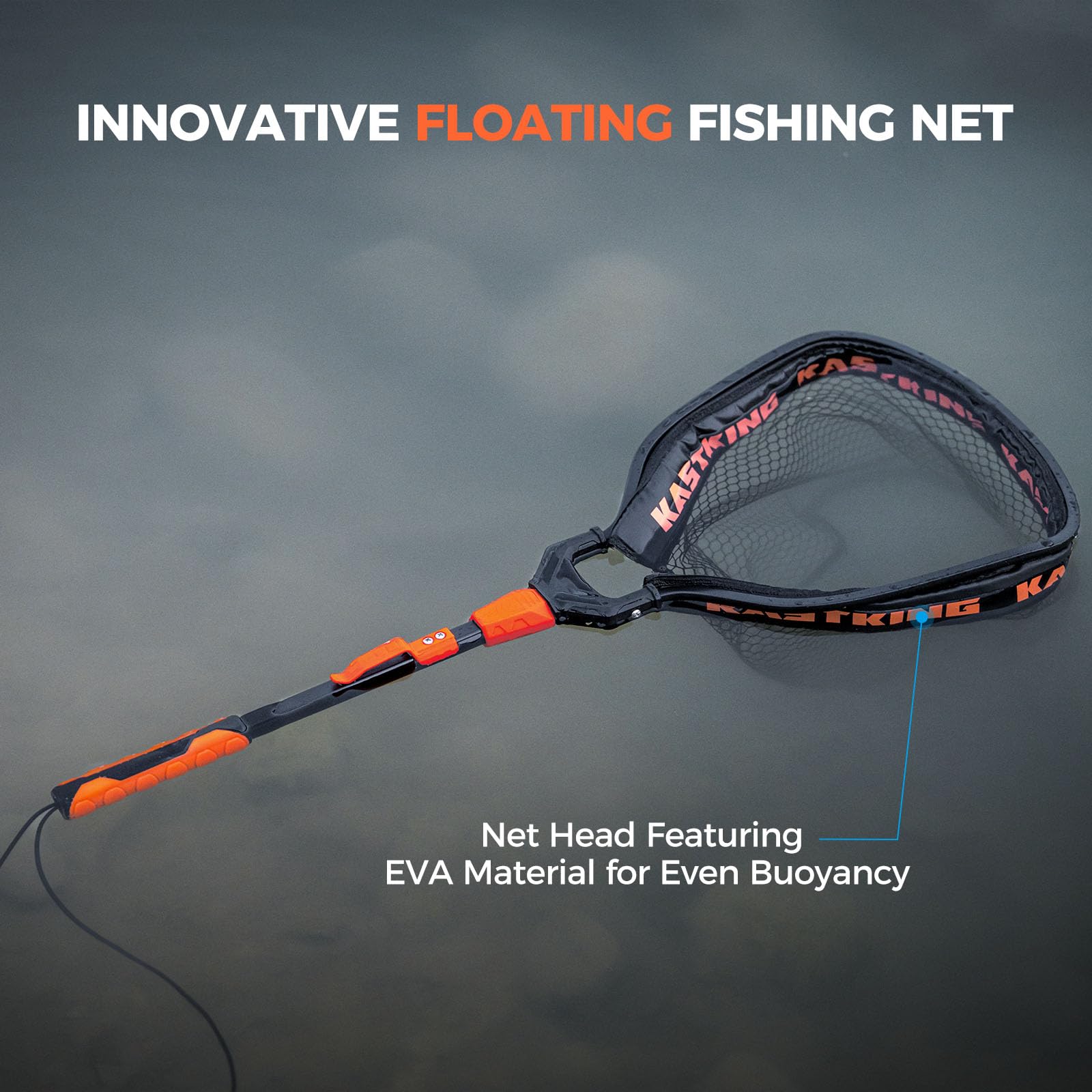KastKing Titanet elastomer handle provides a non-slip grip in wet conditions.