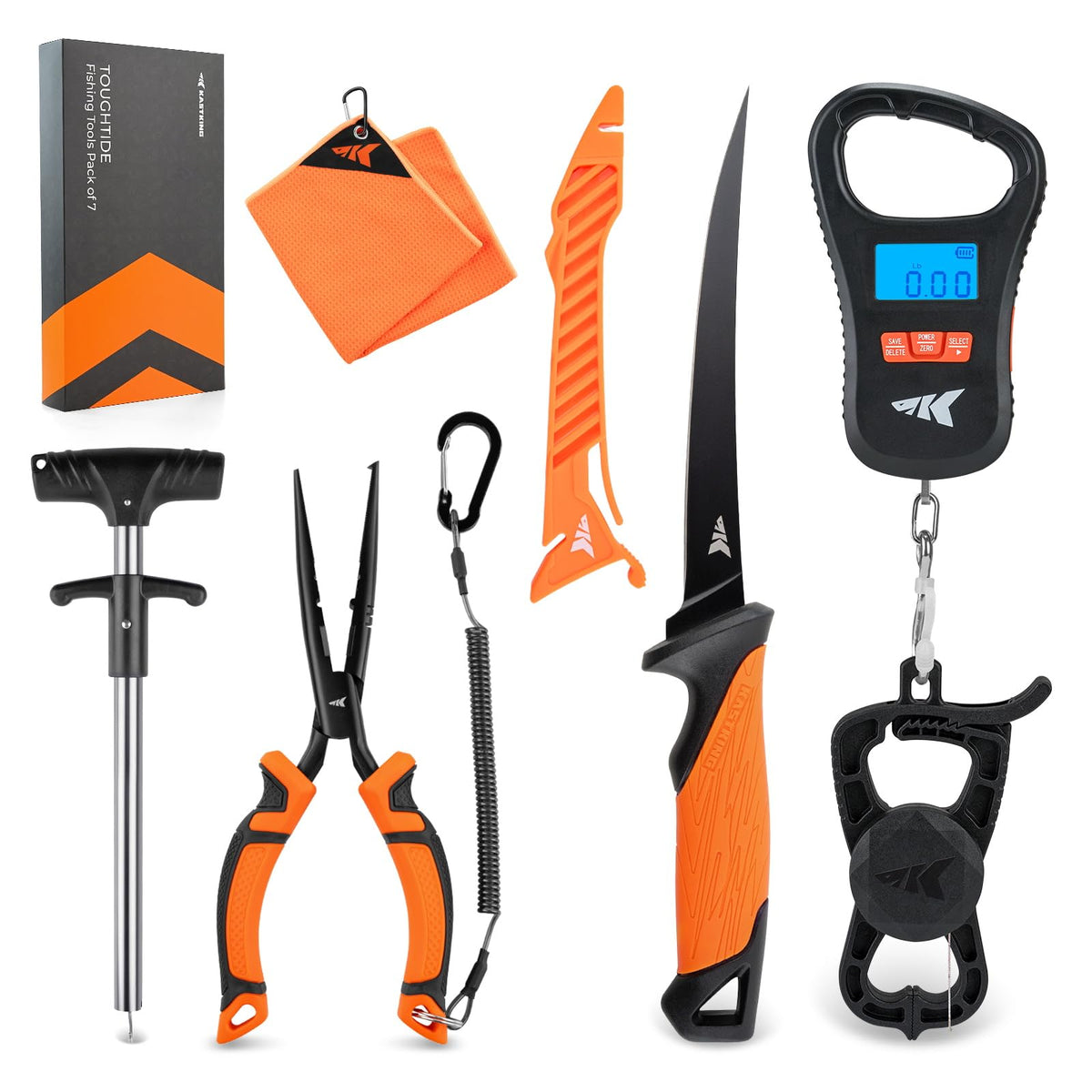 Front view of KastKing ToughTide 7pc Fishing Tool Kit