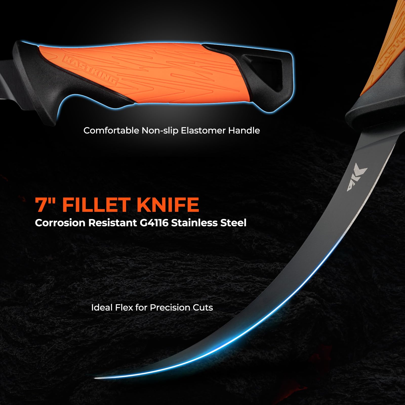 Fillet knife with open sheath and sharpener