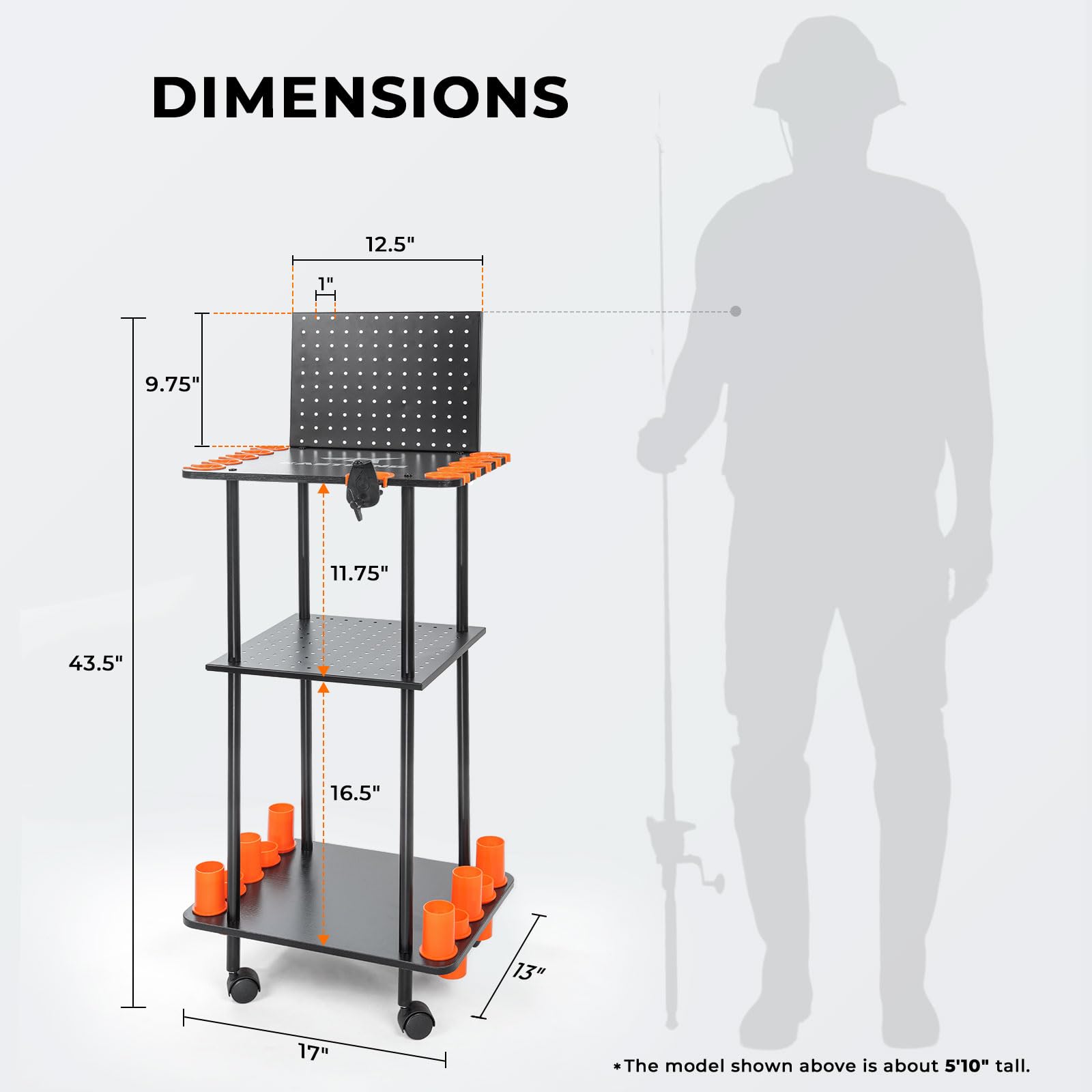 KastKing V10 Gear Trolley with 3-tier shelves organizing tackle bags and boxes