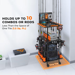 KastKing V10 Gear Trolley holding ten rod-and-reel combos neatly