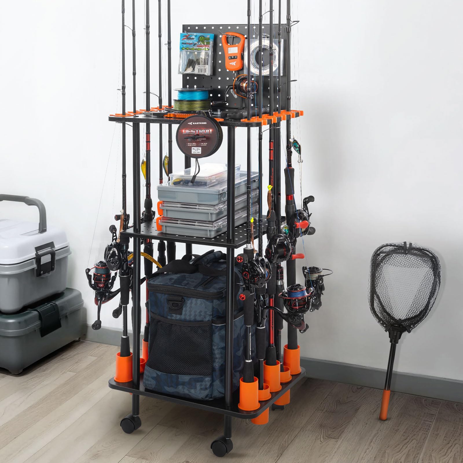 KastKing V10 Gear Trolley overview showing compact indoor tackle storage