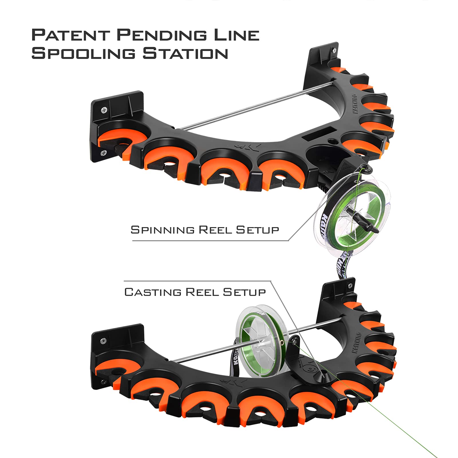 KastKing V10 with spooling station side view showing integrated line spool tool.