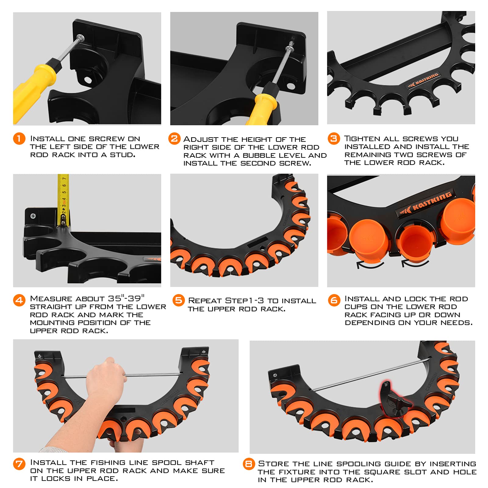 KastKing V10 tool shelf holds pliers and line cutters for quick access.