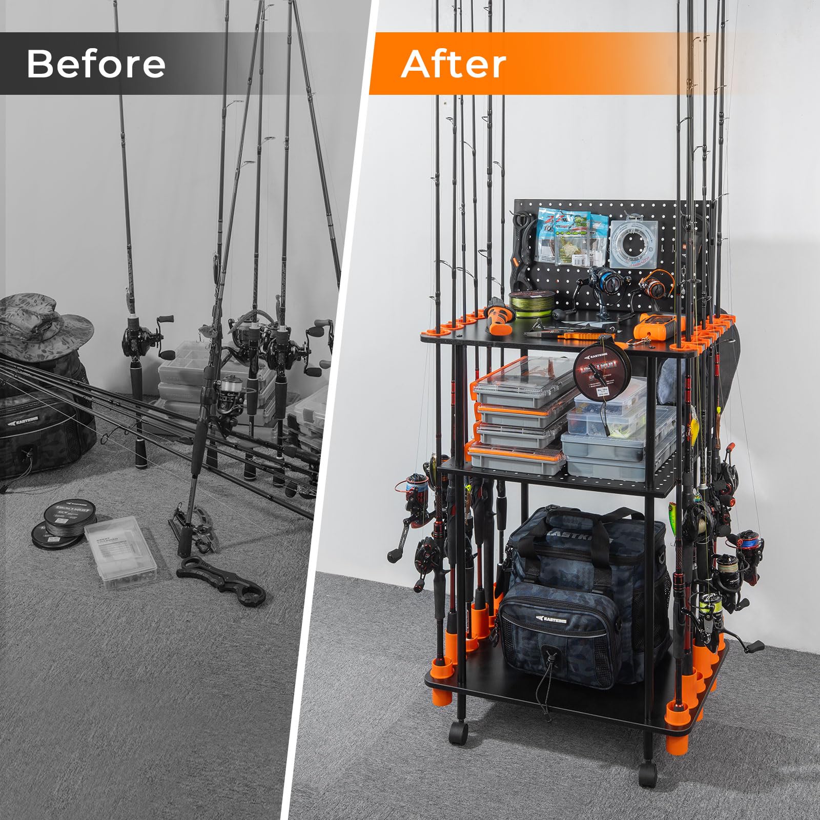 KastKing V12 Gear Trolley dimensions demonstrate compact storage in tight spaces.